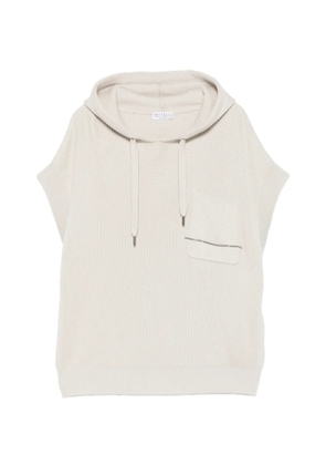 Brunello Cucinelli ribbed-knit hoodie - Neutrals