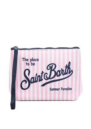 MC2 Saint Barth Aline striped logo-print clutch bag - Pink