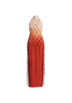 Blumarine beaded fringed dress - Orange