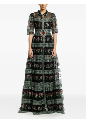 MIAU by Clara Rotescu Eiran floral-embroidered tiered dress - Black