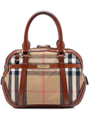 Burberry Pre-Owned 2000-2017 Small Leather Trimmed House Check Canvas Bridle Orchard satchel - Brown