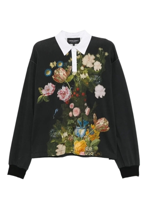 Cynthia Rowley floral-print polo collar sweatshirt - Black