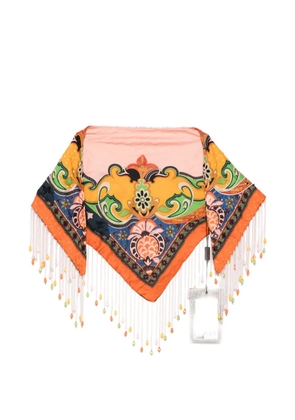 ETRO paisley-print beaded-fringe scarf - Pink