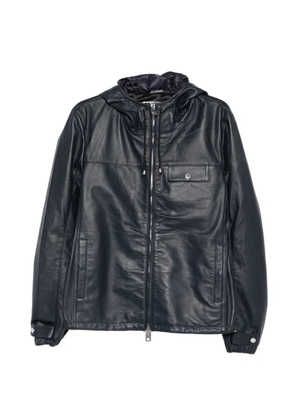 LES HOMMES hooded leather jacket - Blue