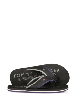 Tommy Hilfiger logo-print thong slides - Black