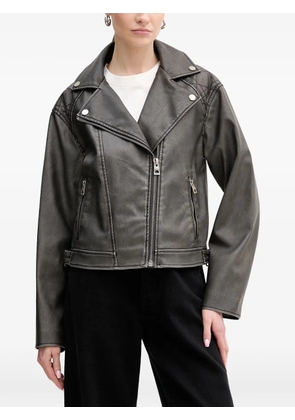 GUESS USA quilted-panel biker jacket - Grey