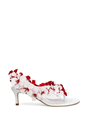 Rabanne floral-detail leather sandals - White