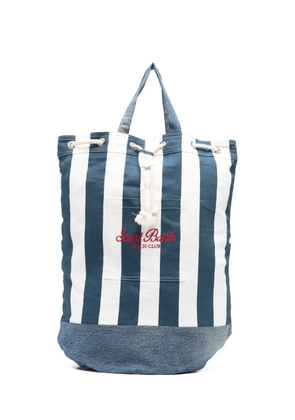MC2 Saint Barth striped logo-embroidered backpack - Blue