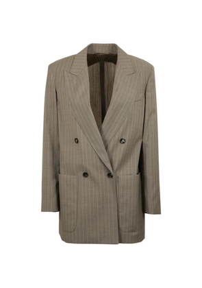 Max Mara pinstriped double-breasted blazer - Brown
