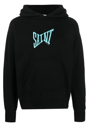 SAINT MXXXXXX logo-print cotton hoodie - Black