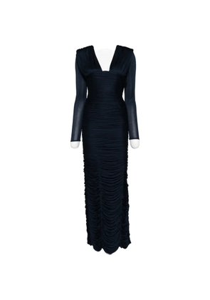 Versace Draped Silk Crêpe Midi Dress - Blue