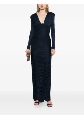 Versace Draped Silk Crêpe Midi Dress - Blue