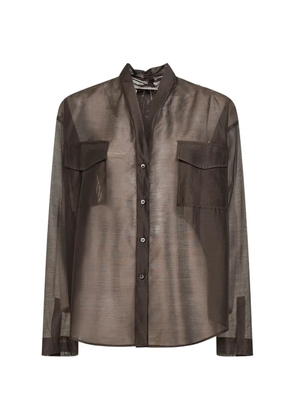 Blanca Vita sheer flap-pocket blouse - Brown