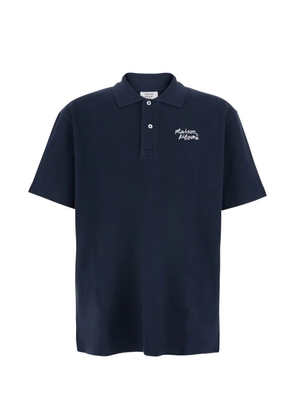 Maison Kitsuné logo-embroidered cotton polo shirt - Blue