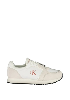 Calvin Klein suede-panelled logo-print sneakers - White