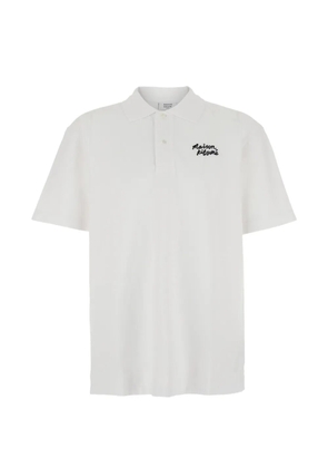 Maison Kitsuné logo-embroidered piqué polo shirt - White