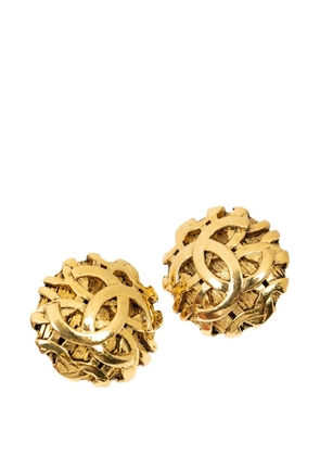 CHANEL Pre-Owned CC round clip-on earrings - Gold
