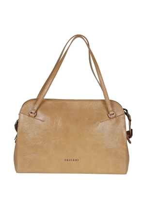 Orciani logo-lettering leather tote bag - Neutrals