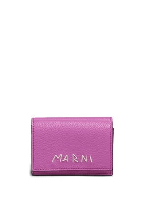 Marni logo-embroidered tri-fold leather wallet - Pink