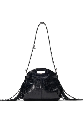 Maje mini Miss M fringed leather shoulder bag - Black