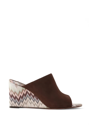 Missoni chevron-knit suede mules - Brown