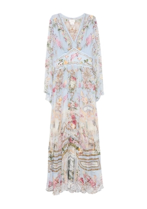 Camilla floral-print embellished maxi dress - Blue