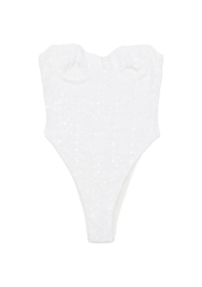 Oséree sequin-embellished underwired swimsuit - White