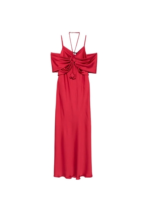 LE RJTANGE floral-appliqué draped maxi dress - Red