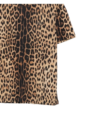 Moschino leopard-print logo-print T-shirt - Neutrals