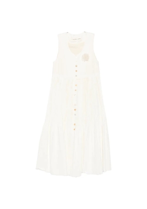 A Tentative Atelier pleated floral-appliqué dress - White