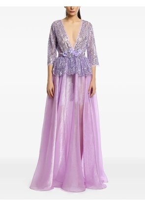 MIAU by Clara Rotescu Ayah sequin-embellished peplum dress - Purple