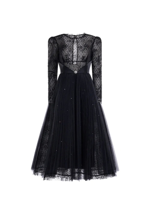 ARAFTU lace-panelled pleated dress - Black