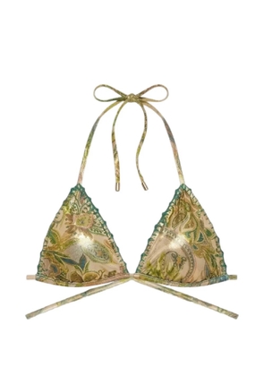 Del Maar Kaima paisley-print reversible bikini top - Green