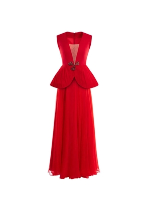 ARAFTU pleated peplum dress - Red
