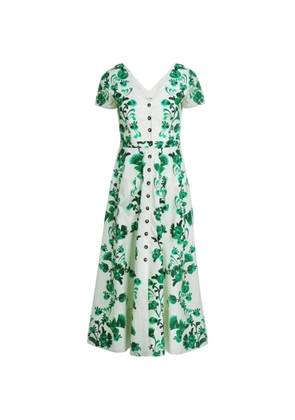 Saloni Zoey floral-print midi dress - White