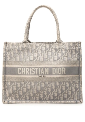 Christian Dior Pre-Owned 2020 Medium Oblique Embroidered Canvas Book tote bag - Grey