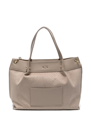 Armani Exchange monogram-embossed leather tote bag - Neutrals