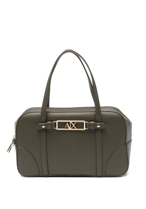 Armani Exchange logo-plaque leather tote bag - Green