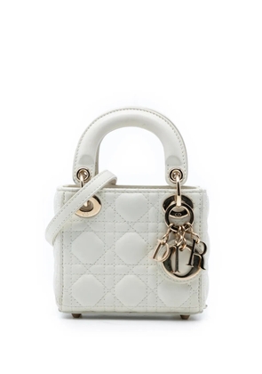 Christian Dior Pre-Owned 2022 Micro Lambskin Cannage Lady Dior satchel - White