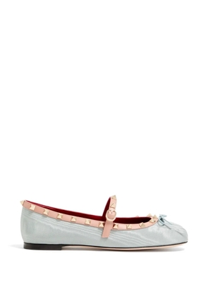 Valentino Garavani Rockstud Mary-Jane ballerina in moiré fabric 05mm - Blue