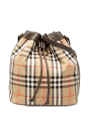 Burberry Pre-Owned 20th Century Haymarket Check Canvas Drawstring bucket bag - Neutrals