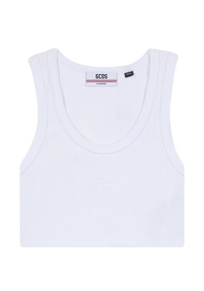GCDS logo-embroidered crop top - White
