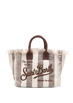 MC2 Saint Barth Colette striped frayed tote bag - Neutrals