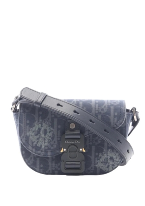 Christian Dior Pre-Owned 2010-2026 Mini Oblique Canvas Tears Saddle Buckle Messenger Bag crossbody bag - Blue