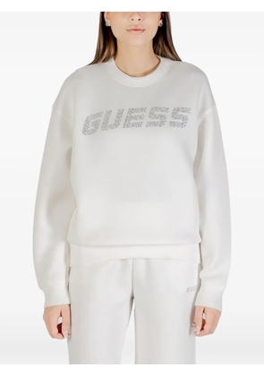 GUESS USA rhinestone-logo sweatshirt - White