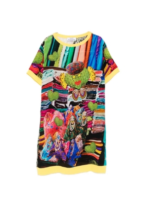 The Artistylist cactus-print short-sleeve mini dress - Blue