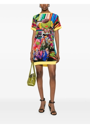 The Artistylist cactus-print short-sleeve mini dress - Blue