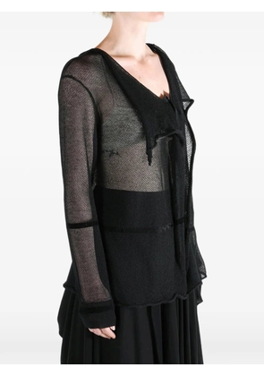 Yohji Yamamoto mesh-knit draped cardigan - Black