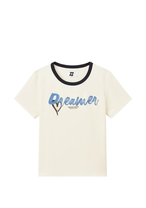 izzue Dreamer slogan-print ringer T-shirt - Neutrals