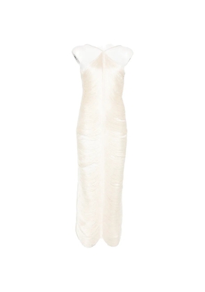Bless Jade fringed halterneck dress - White